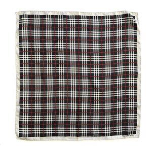 Vintage Burberry Silk Scarf Wrap Square Black Red Plaid Handkerchief Neck Tie
